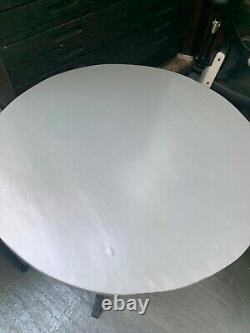 Vintage retro antique mid century wooden industrial round pub kitchen cafe table