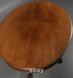 Vintage retro antique wood kitchen dining table desk oval antique pub cafe