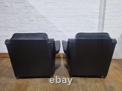 Vintage retro button back pair of lounge armchairs wingback chairs
