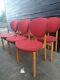 Vintage Retro Kitchen Dining Wooden Office Danish Red Chairs HØng Design X 6