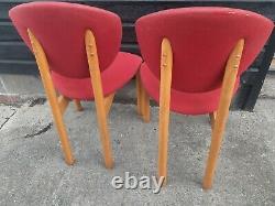 Vintage retro kitchen dining wooden office Danish red chairs HØNG design x 6