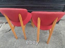 Vintage retro kitchen dining wooden office Danish red chairs HØNG design x 6