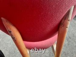 Vintage retro kitchen dining wooden office Danish red chairs HØNG design x 6