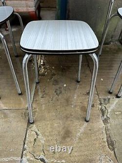 Vintage, retro kitchen table, 2 chairs & stool, tavo Belgium, Formica, chrome