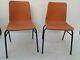 Vintage Retro Mid Century 60s 70s Orange Stacking Cafe Kitchen Dining Chairs X 2