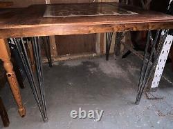 Vintage retro mid century Danish table 60s 70s MCM kitchen dining desk chrome