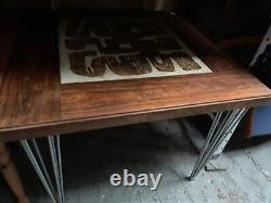 Vintage retro mid century Danish table 60s 70s MCM kitchen dining desk chrome