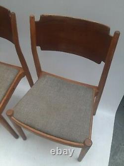 Vintage retro mid century Danish wooden kitchen dining cafe pub chairs x 5 60s