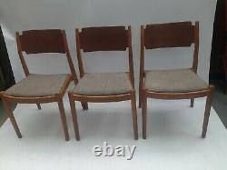 Vintage retro mid century Danish wooden kitchen dining cafe pub chairs x 5 60s