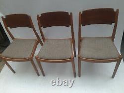 Vintage retro mid century Danish wooden kitchen dining cafe pub chairs x 5 60s