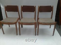 Vintage retro mid century Danish wooden kitchen dining cafe pub chairs x 5 60s