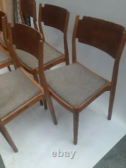 Vintage retro mid century Danish wooden kitchen dining cafe pub chairs x 5 60s