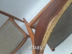 Vintage retro mid century Danish wooden kitchen dining cafe pub chairs x 5 60s