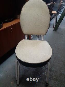 Vintage retro mid century kitchen dining stacking 50s 60s metal MCM chairs x2