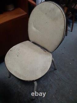 Vintage retro mid century kitchen dining stacking 50s 60s metal MCM chairs x2