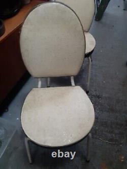 Vintage retro mid century kitchen dining stacking 50s 60s metal MCM chairs x2