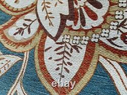 Vintage retro mid century modern MCM blue floor rug flower pattern shabby chic