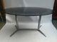 Vintage Retro Mid Century Smoked Glass Oval Kitchen Dining Table Desk Chrome 60s