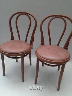 Vintage retro mid century wooden bentwood kitchen dining chairs cafe Thonet x 2