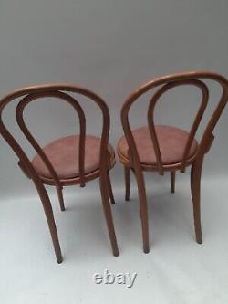 Vintage retro mid century wooden bentwood kitchen dining chairs cafe Thonet x 2