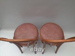 Vintage retro mid century wooden bentwood kitchen dining chairs cafe Thonet x 2