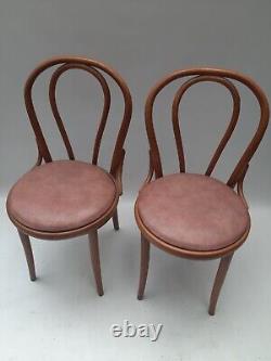 Vintage retro mid century wooden bentwood kitchen dining chairs cafe Thonet x 2