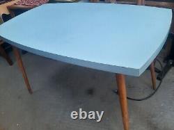 Vintage retro mid century wooden blue formica kitchen table work office desk MCM