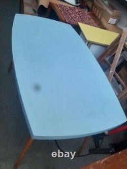 Vintage retro mid century wooden blue formica kitchen table work office desk MCM