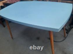 Vintage retro mid century wooden blue formica kitchen table work office desk MCM