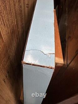 Vintage retro mid century wooden blue formica kitchen table work office desk MCM