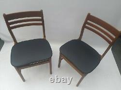 Vintage retro mid century wooden teak Danish kitchen dining chairs x 2 60s 70s