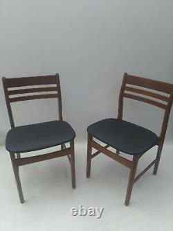 Vintage retro mid century wooden teak Danish kitchen dining chairs x 2 60s 70s