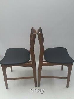 Vintage retro mid century wooden teak Danish kitchen dining chairs x 2 60s 70s