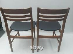 Vintage retro mid century wooden teak Danish kitchen dining chairs x 2 60s 70s