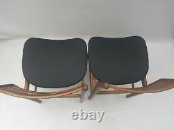 Vintage retro mid century wooden teak Danish kitchen dining chairs x 2 60s 70s