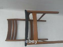 Vintage retro mid century wooden teak Danish kitchen dining chairs x 2 60s 70s