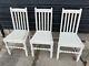 Vintage Retro Mid Century Wooden White Kitchen Dining Chairs X 3 Shabby Chic
