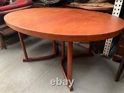 Vintage retro teak wood mid century wooden kitchen dining table oval Danish