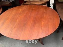 Vintage retro teak wood mid century wooden kitchen dining table oval Danish