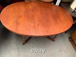 Vintage retro teak wood mid century wooden kitchen dining table oval Danish