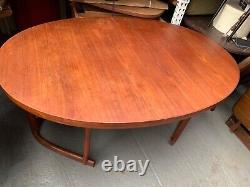 Vintage retro teak wood mid century wooden kitchen dining table oval Danish