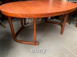 Vintage retro teak wood mid century wooden kitchen dining table oval Danish