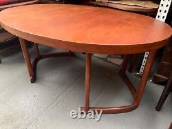 Vintage retro teak wood mid century wooden kitchen dining table oval Danish