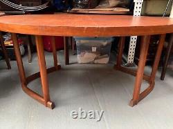 Vintage retro teak wood mid century wooden kitchen dining table oval Danish