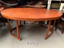 Vintage retro teak wood mid century wooden kitchen dining table oval Danish