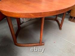 Vintage retro teak wood mid century wooden kitchen dining table oval Danish