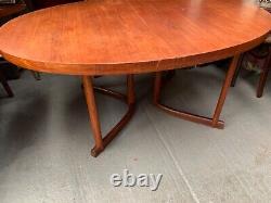 Vintage retro teak wood mid century wooden kitchen dining table oval Danish