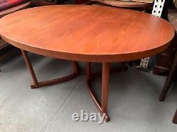 Vintage retro teak wood mid century wooden kitchen dining table oval Danish