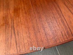 Vintage retro teak wood mid century wooden kitchen dining table oval Danish