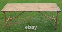 Vintage retro trestle kitchen refectory garden dining table 6